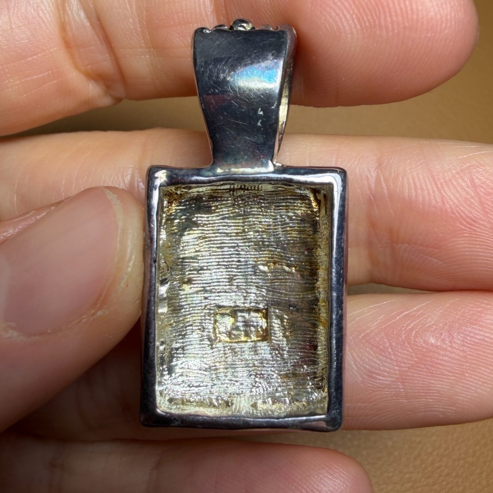 Vintage Style Sterling Silver Tone Turquoise Multi-Gemstone Pendant - Picture 6 of 9